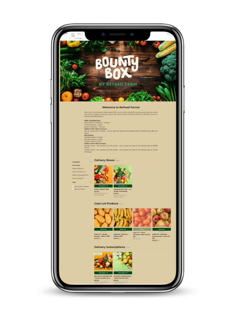 Order a fresh produce box online through the ReFeed Bounty Box store